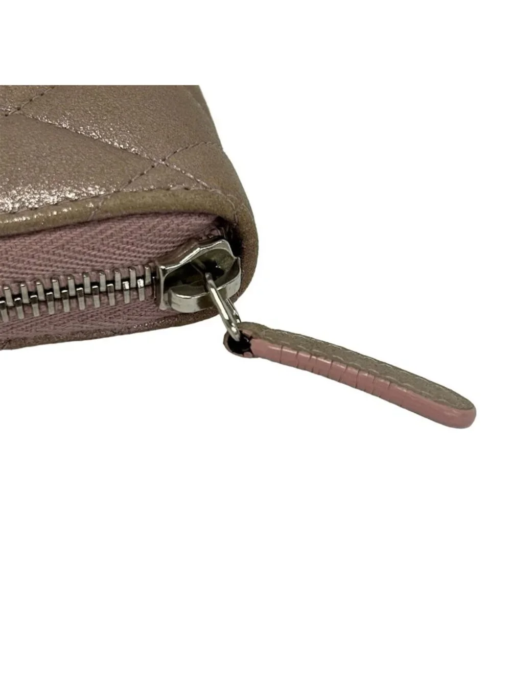 Chanel Coin Purse Quilted Pink Silver Zip Around Lambskin